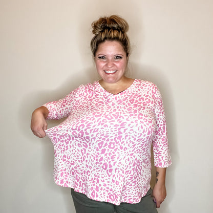 "Without A Doubt" 3/4 Sleeve Animal Print V Neck