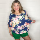 "Wonderful" Floral Ruffle Sleeve V Neck-Lola Monroe Boutique