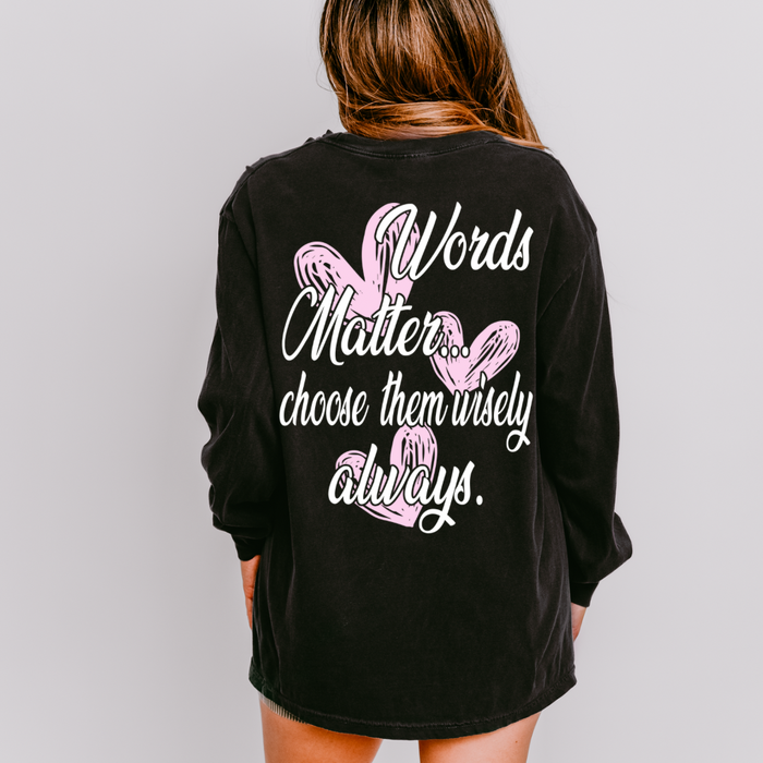 Words matter oversized back print-Lola Monroe Boutique