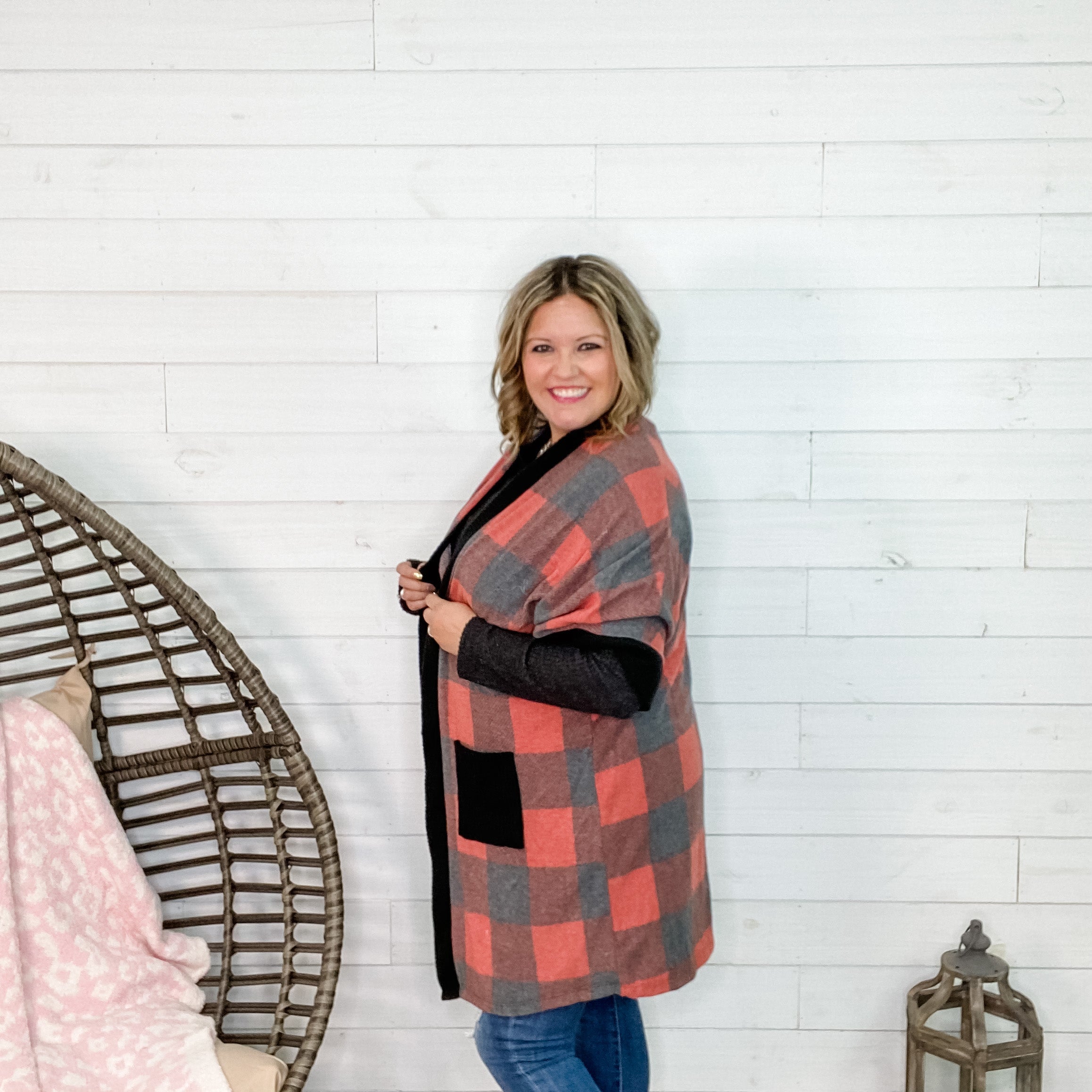 "Wrapped Up In..." Buffalo Plaid with Waffle Accents Cover Up-Lola Monroe Boutique