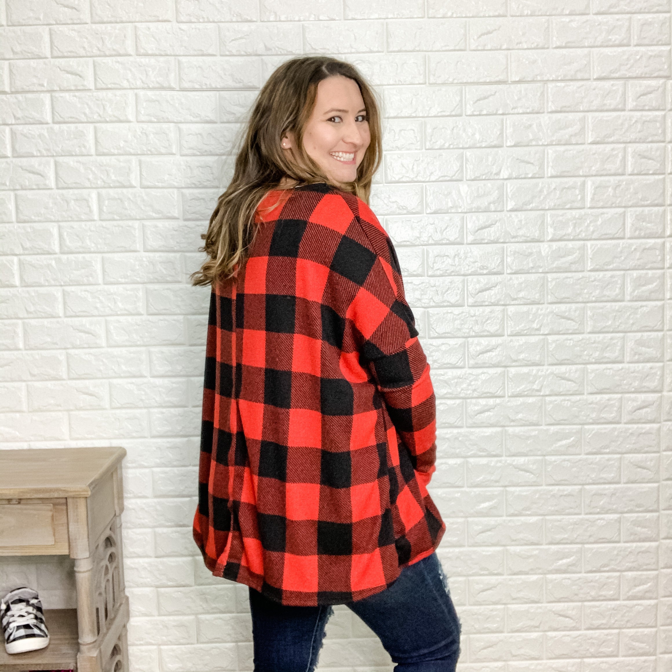 "Wynonna" Buffalo Plaid Oversized Long Sleeve-Lola Monroe Boutique