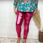 YMI hyperstretch Metallic Skinny (Hot Pink)-Lola Monroe Boutique