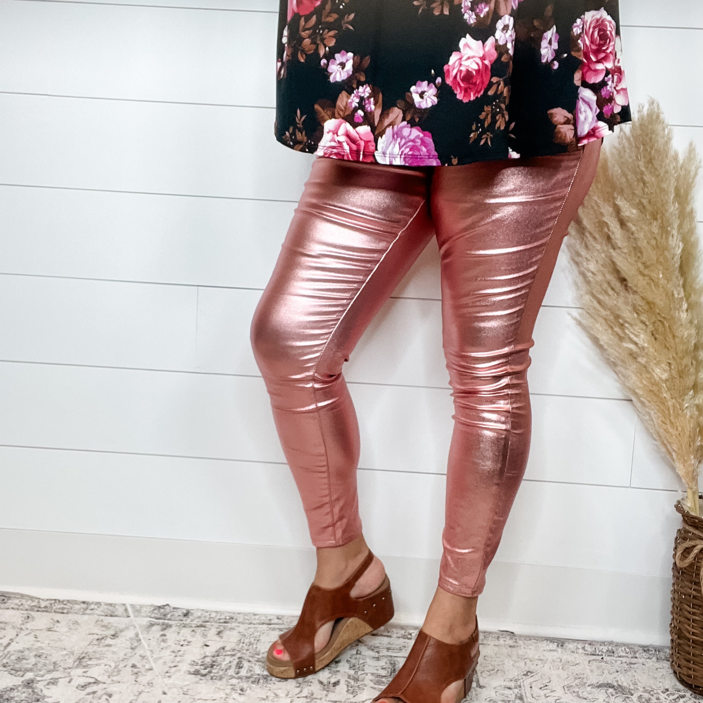 YMI hyperstretch Metallic Skinny (Rose Gold)-Lola Monroe Boutique