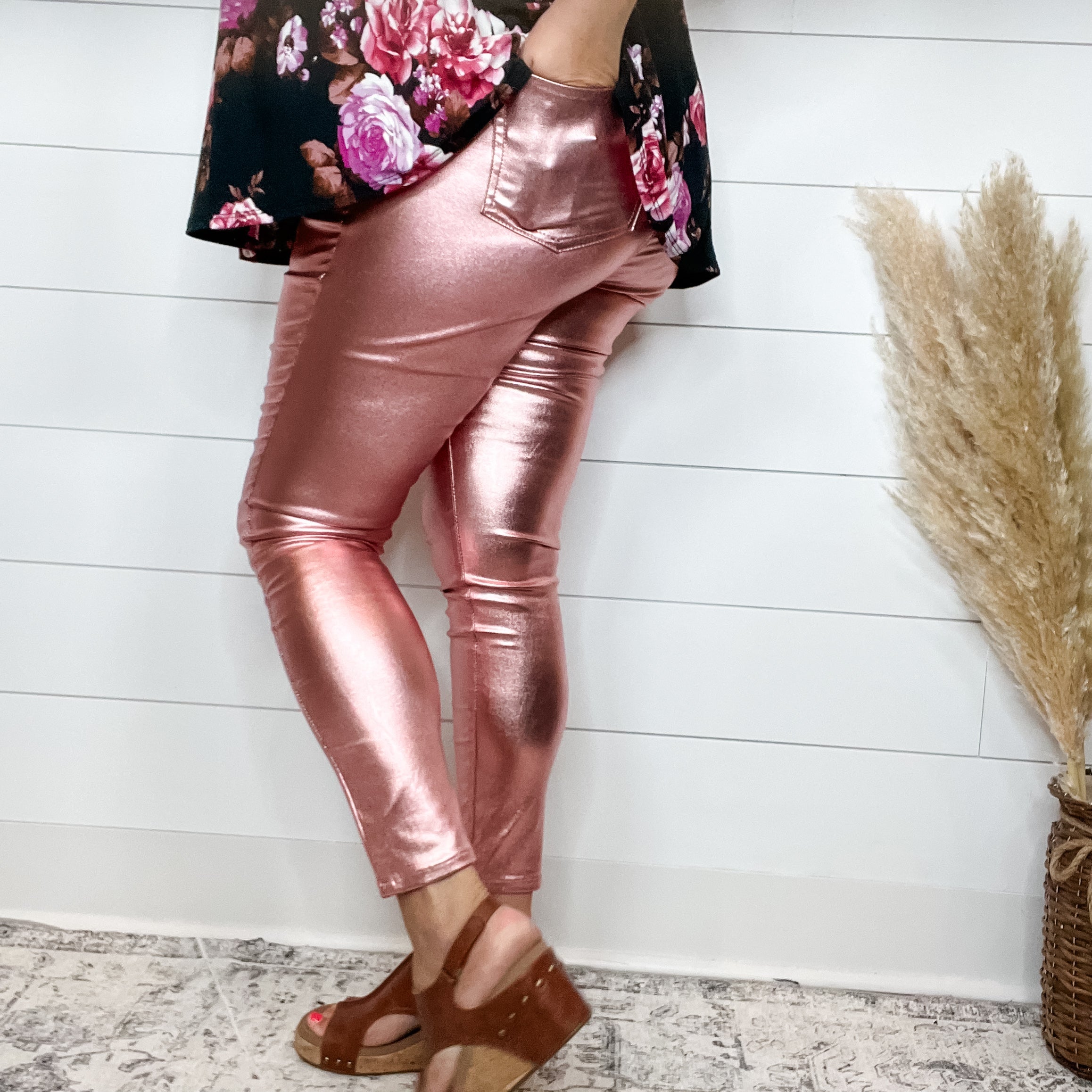 YMI hyperstretch Metallic Skinny (Rose Gold)-Lola Monroe Boutique