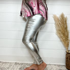 YMI hyperstretch Metallic Skinny (Silver)-Lola Monroe Boutique