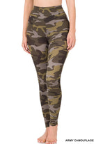 Yoga Waist Olive Camo Leggings-Lola Monroe Boutique