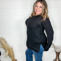 "Yup Thats The One" Long Sleeve Weekender (Black)-Lola Monroe Boutique