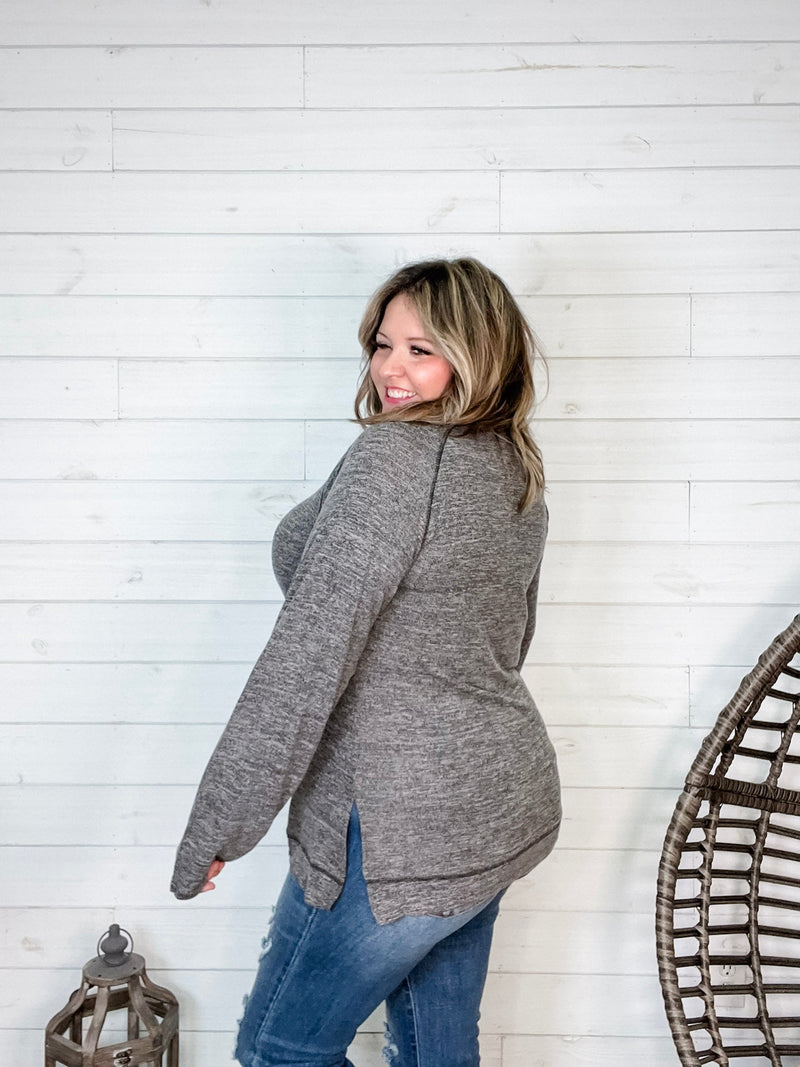 "Yup Thats The One" Long Sleeve Weekender (Charcoal)-Lola Monroe Boutique