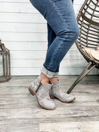 "Zayla" Faux Hair on Hide Side Zip Booties (Grey)-Lola Monroe Boutique