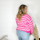 "Zig Zag" Long Sleeve Crewneck Sweater (Fuchsia)-Lola Monroe Boutique