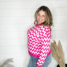 "Zig Zag" Long Sleeve Crewneck Sweater (Fuchsia)-Lola Monroe Boutique