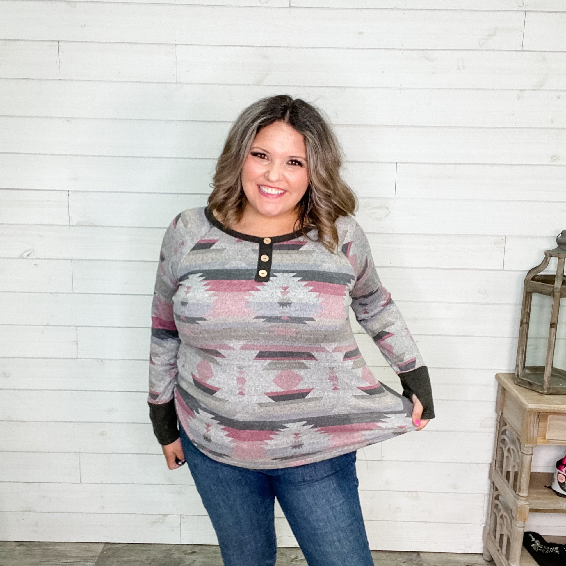 "Zuma" Long Sleeve Henley Style with Thumbholes