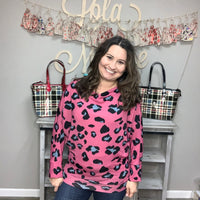 "Pink Panther" Boat Neck Dolman Sleeve Top-Lola Monroe Boutique