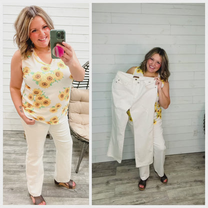 Judy Blue "Milk Mustache" White Straight Leg Jeans