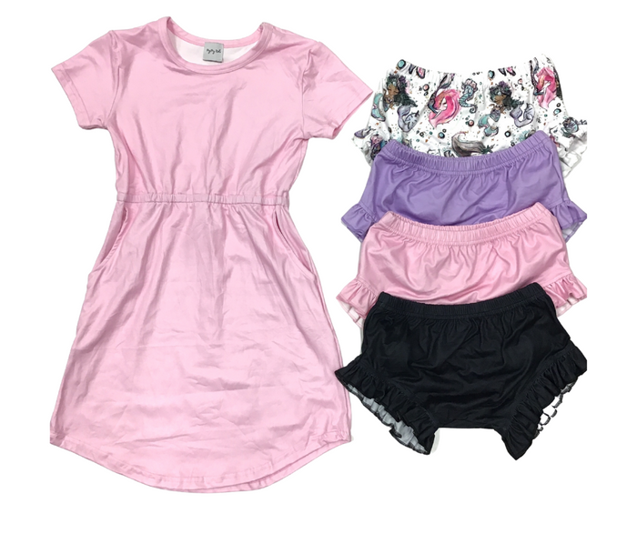 Peyton Tunic Dress with Pockets(Light Pink)-Lola Monroe Boutique