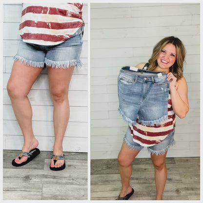 Judy Blue "Kick The Dust Up" Fringe Shorts