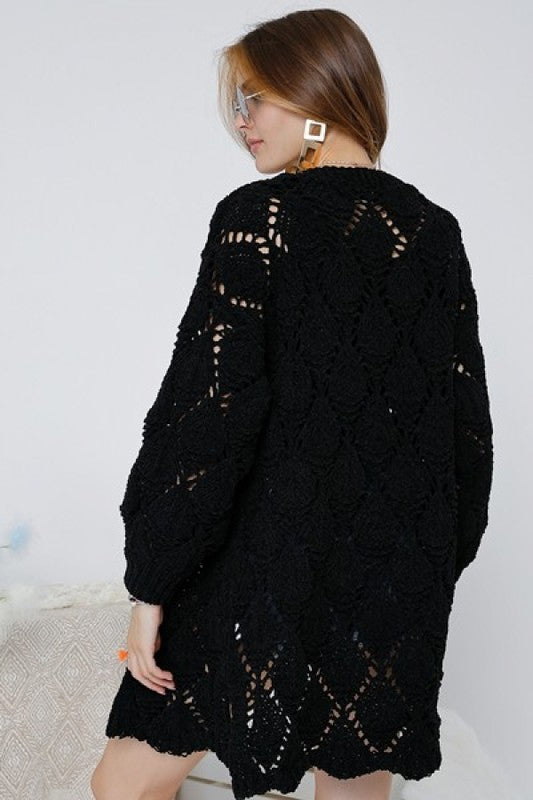 Diamond Pattern Knit Cardigan-Lola Monroe Boutique