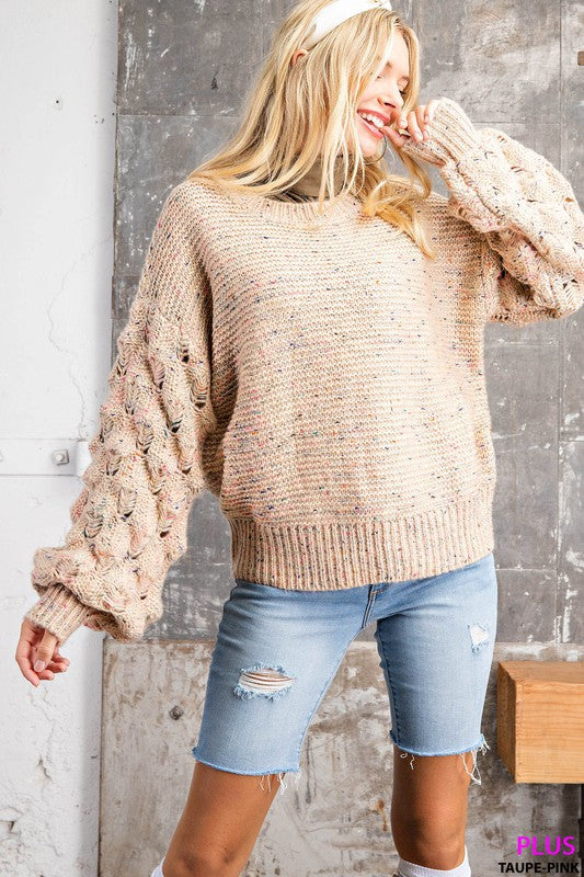 "Funfetti" Bubble Sleeve Sweater-Lola Monroe Boutique