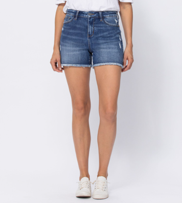 Judy Blue "Frayed Perfection" High Rise Shorts
