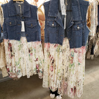 Pre-order Denim & Lace Vests-Lola Monroe Boutique