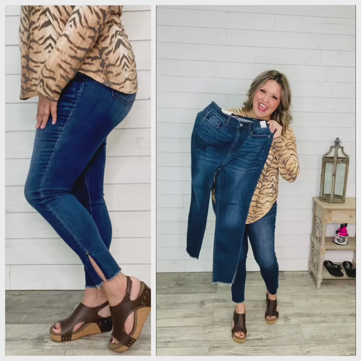 Judy Blue Side Slit Skinny Jeans - Lola Monroe Boutique