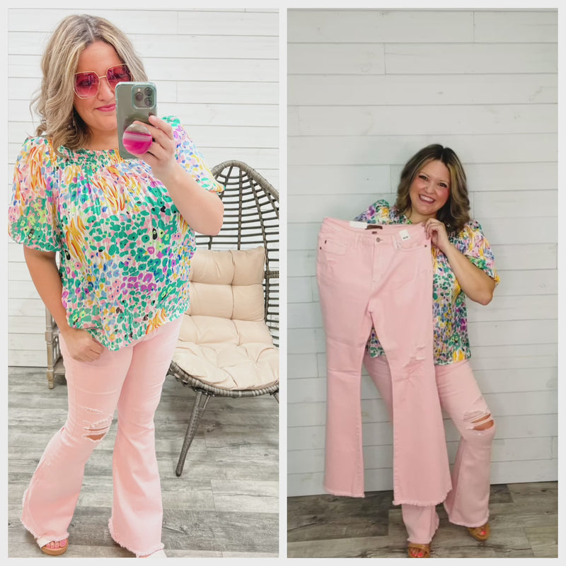 Judy Blue "Always Be My Baby" Pink Flares