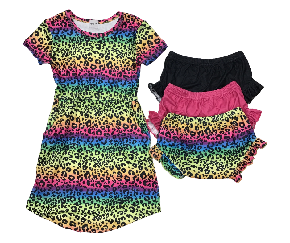 Peyton Tunic Dress with Pockets(Rainbow Animal Print)-Lola Monroe Boutique
