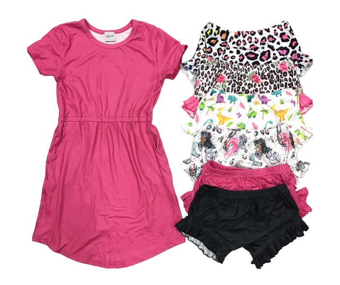 Peyton Tunic Dress with Pockets(Hot Pink)-Lola Monroe Boutique