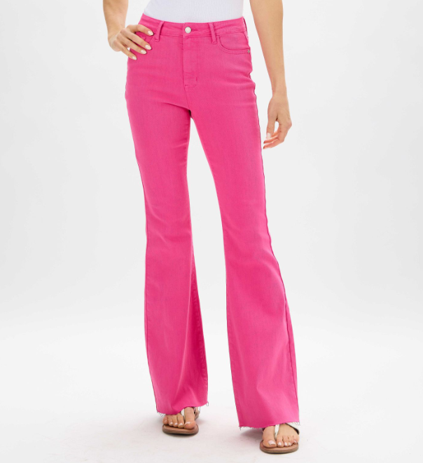 🔥 HOT Pink Judy Blues 🔥  Stand out in a room in these awesome hot pink  slim fit cuffed jeans! These jeans aren't only hot, they are comfy and  flattering! Brighten