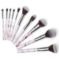 10 Piece Makeup Brush Set (Pink or Grey Marble)