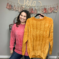 It's Going to be a Chilly One" Chenille Sweater(Multiple Colors)-Lola Monroe Boutique
