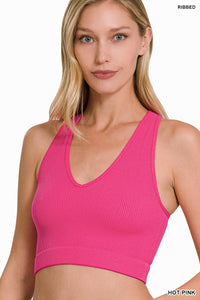 Ribbed Cropped Racerback Bralette Tank (Multiple Colors)
