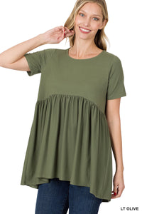 "Oh Dollie"  Short Sleeve Top with Waist Shirring (Multiple Colors)
