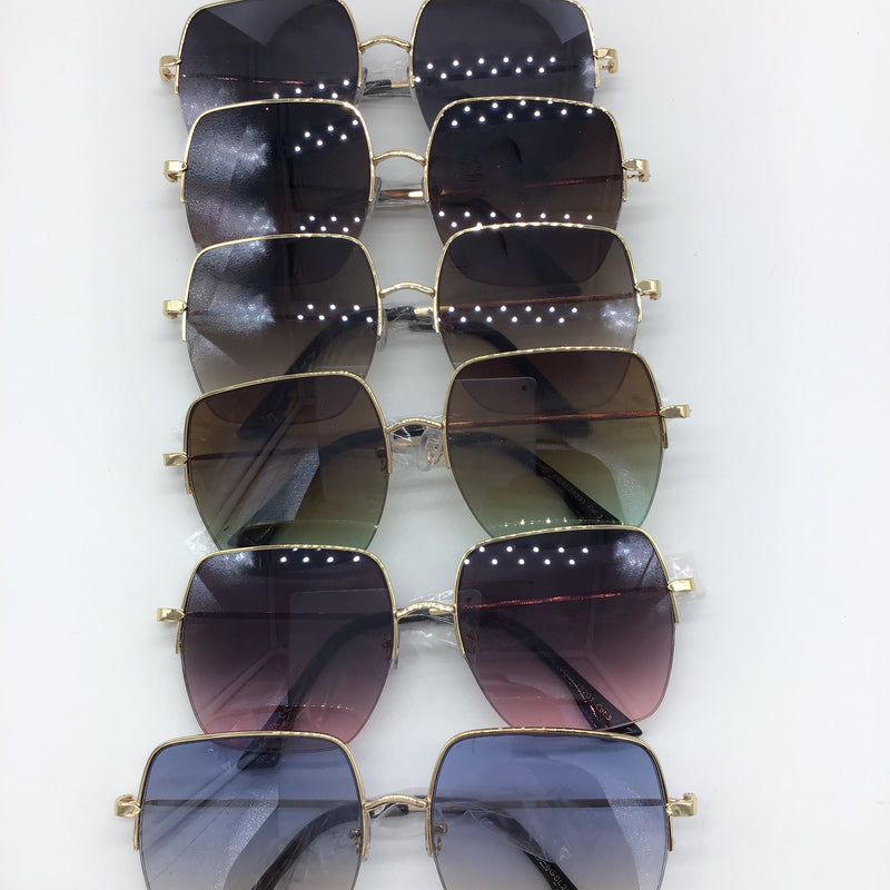 Gold Half Frame Square Sunglasses (Multiple Colors)-Lola Monroe Boutique