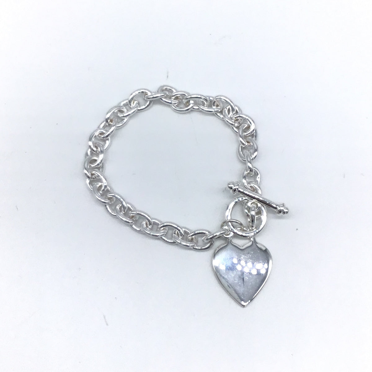 Heart Tag 8 Inch Bracelet (Silver)
