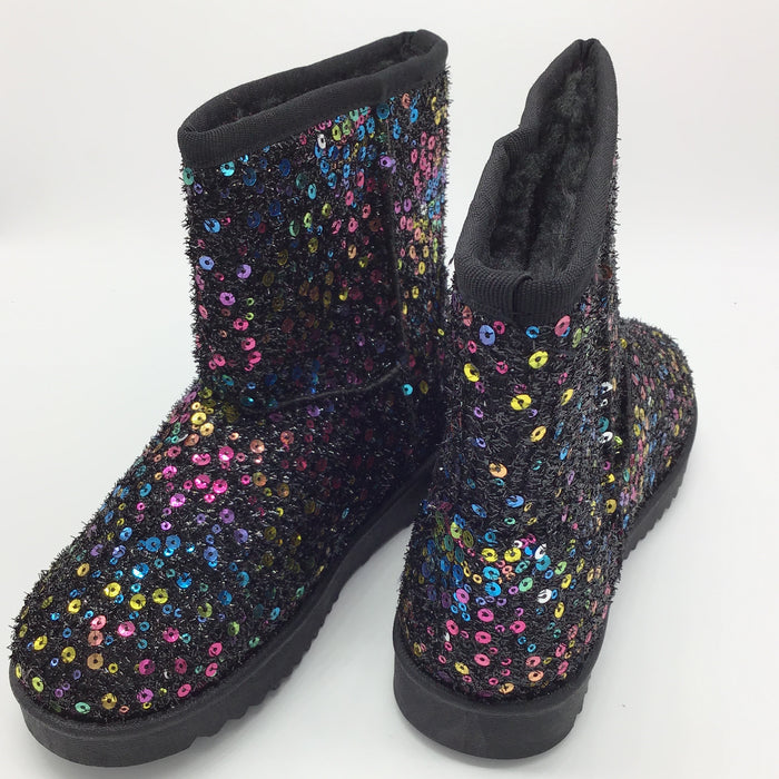 Kids Sequin Sparkle Boots (Rainbow) (Sizes 9 - 4)