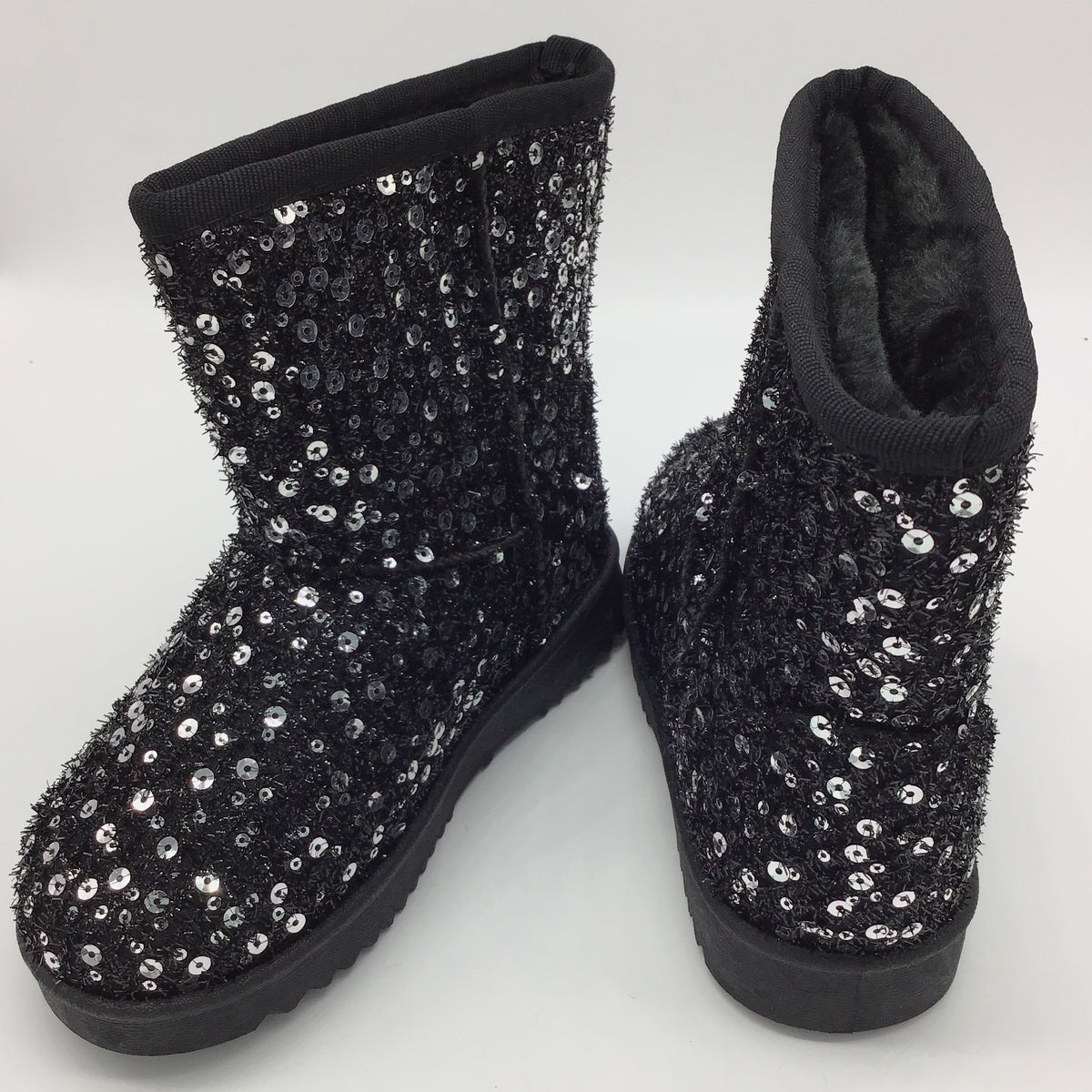 Kids Sequin Sparkle Boots (Silver) (Sizes 9 - 4)