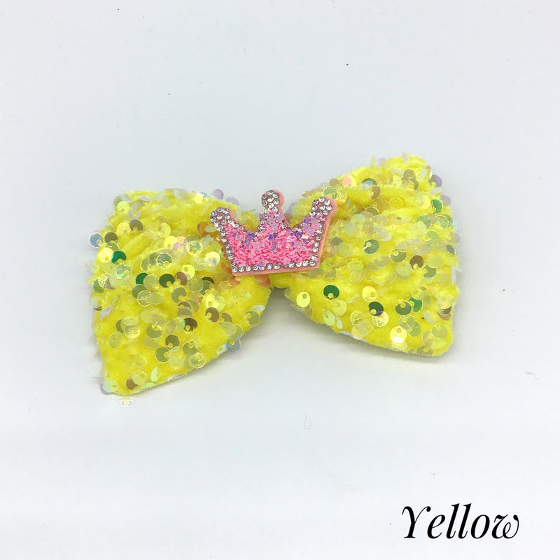 Sequin Bow with Crown (Multiple Colors)-Lola Monroe Boutique