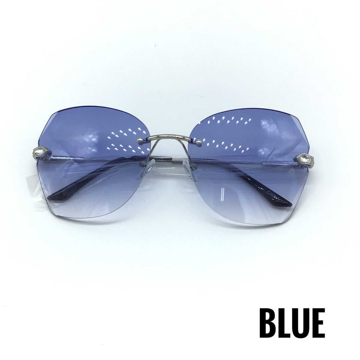 Rimless Rhinestone Accent Gradient Lens Sunglasses (Multiple Options)
