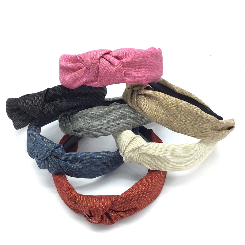 Solid Color Knot Design with Sparkle Headband (Multiple Colors Available)