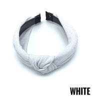 Solid Color Knot Design with Silver Sparkle Headband (Multiple Colors Available)