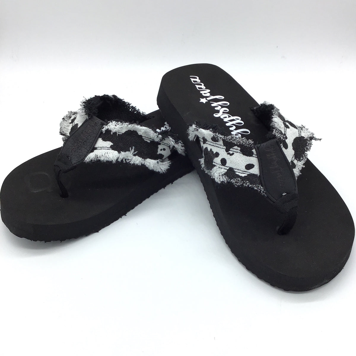 Gypsy Jazz Black & White Animal Print Flip Flop-Lola Monroe Boutique