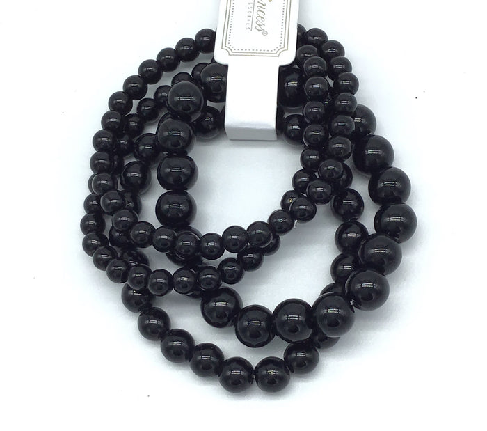 Set of 4 Beaded Bracelets (Black & White)-Lola Monroe Boutique