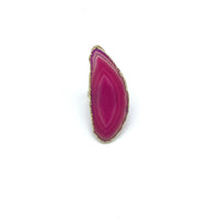 Gilded Edge Sliced Agate Adjustable Rings (Multiple Colors)-Lola Monroe Boutique