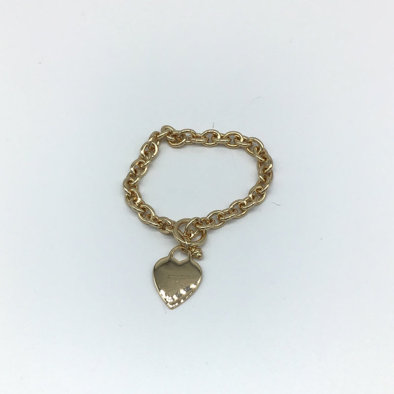 Heart Tag 8 Inch Bracelet (Gold Plated)