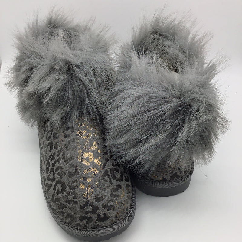 "Frost" By Very G Faux Fur Ankle Bootie (Grey Leopard)