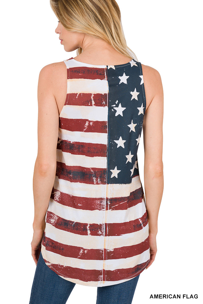 RESTOCKED! "Flag Print" Relaxed Fit Tank Top