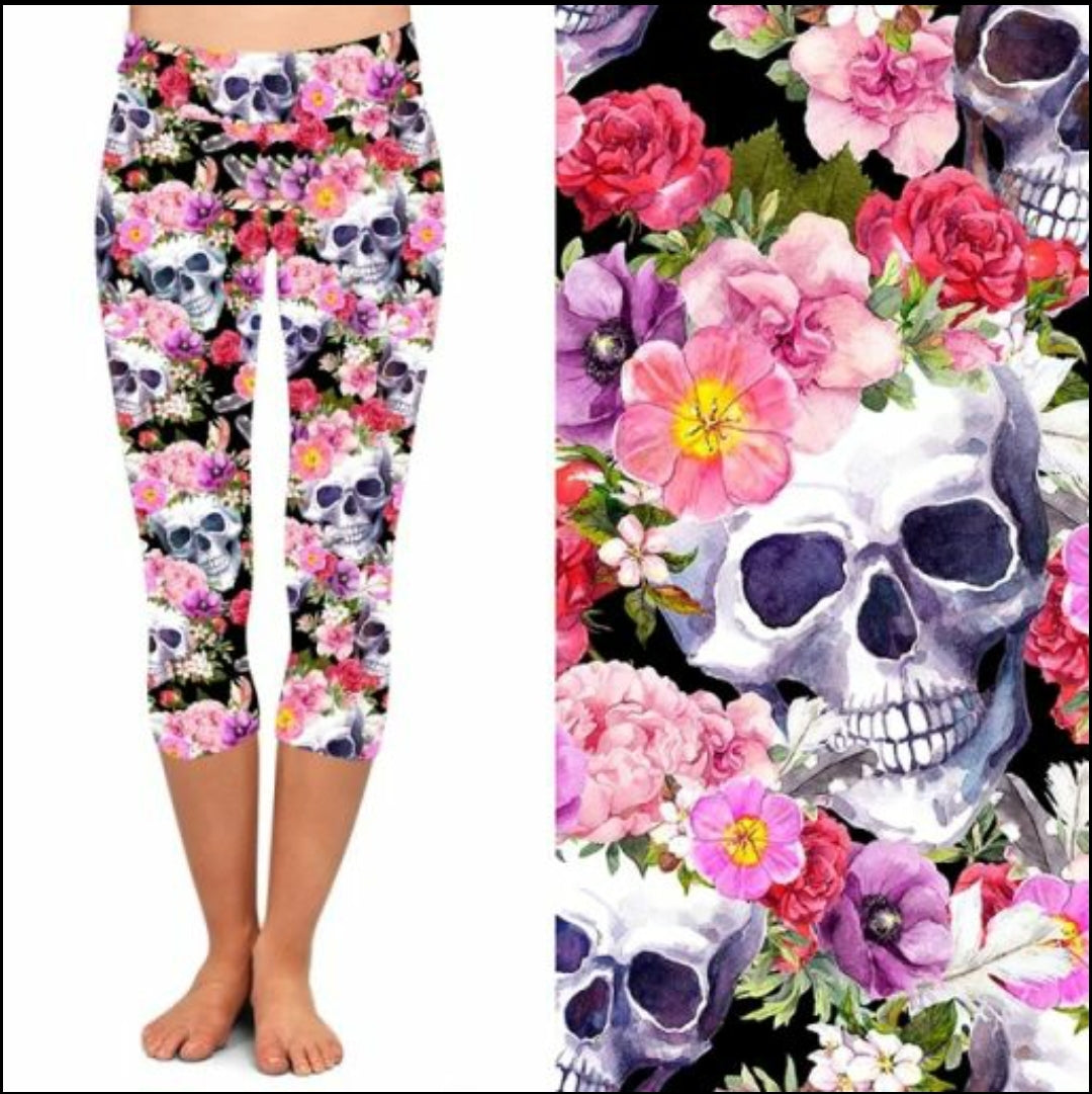 Pink Skull Print Capri & Leggings-Lola Monroe Boutique