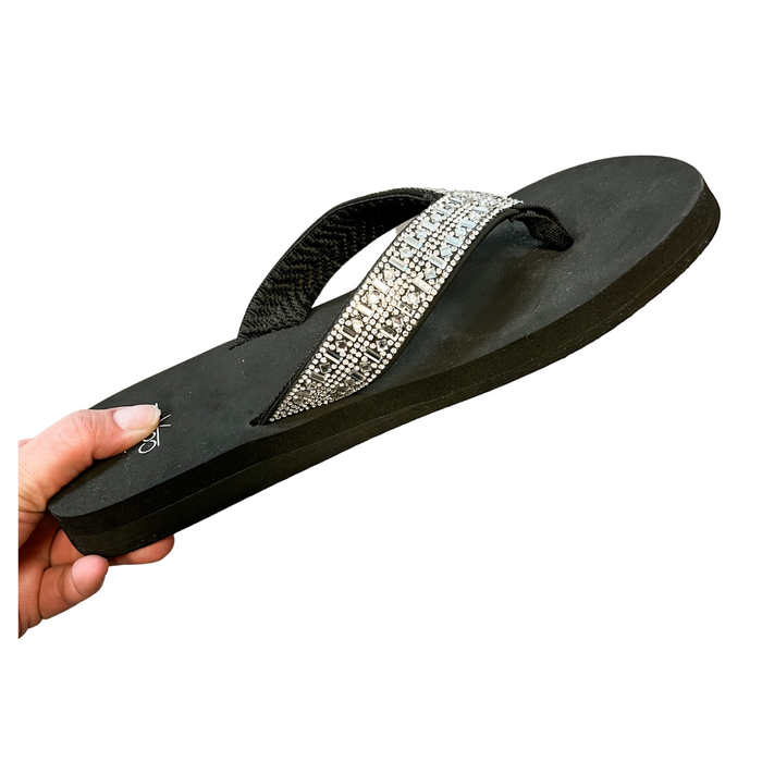 "Hibiscus" Jeweled Flip Flop By Corkys (Clear)