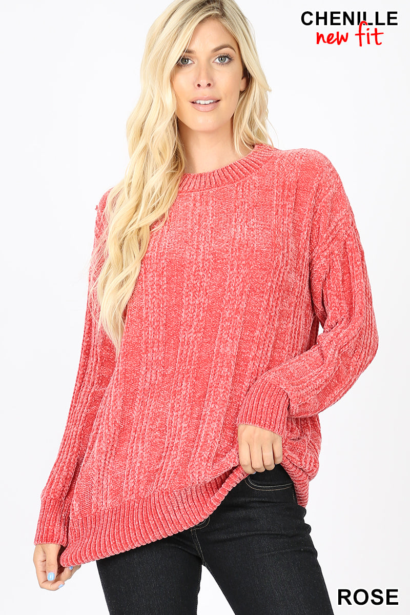 It's Going to be a Chilly One" Chenille Sweater(Multiple Colors)-Lola Monroe Boutique